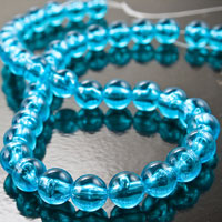 8mm Acrylic Round Beads, Aqua, Strand