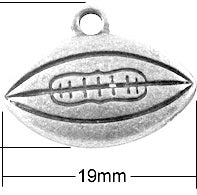 19mm Football Charms, Classic Silver, pack of 12