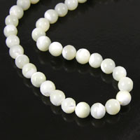 8mm Round White Mother of Pearl Beads, 16 inch strand