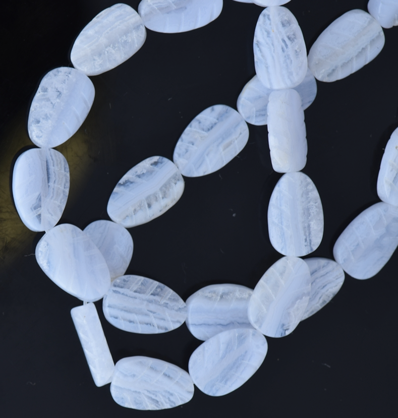 12x8mm Leaf Beads, Blue Lace Agate Strand