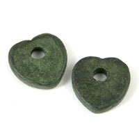 15mm Clay Heart Pendant, Dark Green, pack of 6
