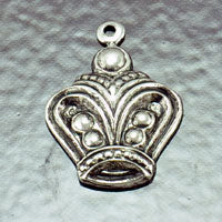 21mm Crown Charm, Vintage Silver, pack of 6
