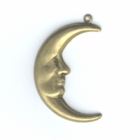 Antique Gold Finish Moon Charm, Facing Right, EA