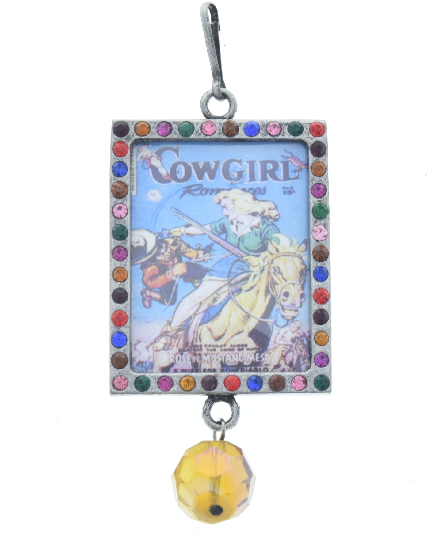 Rectangle Pendant, Silver, Rainbow Crystal Border, G2204 C, 3 ea