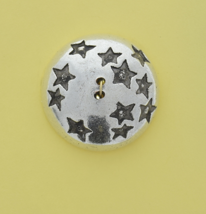 Button antique silver with starts in lay, 27mm, sold by each