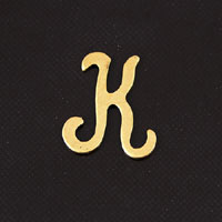 11x9mm Letter K Charm, Vintage Brass Stamping, pk/6