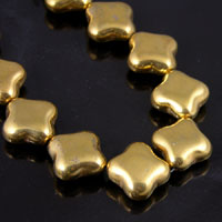 20mm x 9mm Puff Quartrefoil Shape Beads, Vintage Gold, 15 beads
