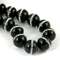 14mm Round Black Agate Pave' Beads