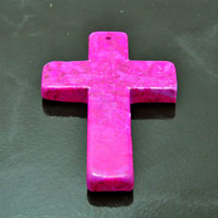 88x62mm(3.46x2.44in) Hot Pink Turquoise Cross Pendant, drilled, each
