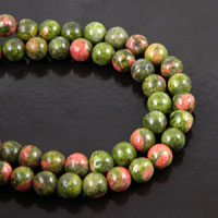 6mm Round Unakite Beads, 16in strand