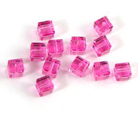 Swarovski Crystal 4mm  Square Beads, Rose, Sold by Dozen