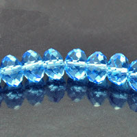 6x8mm Rondelle Faceted Aquamarine Fire-n-Ice Crystal Beads, 16" Strand