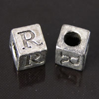 8mm Metal Cast Alphabet Bead R, pack of 12