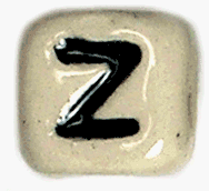 8mm Ceramic Greek Zeta Letter Bead, pack of 6