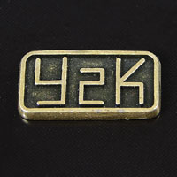 24x14mm Y2K Rectangle Medallion, Vintage Brass, pk/6
