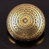 28mm Round Vintage Button, Antiqued Gold, ea