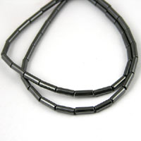 9x3mm Tube Beads, Magnetic Hematite, 16in str