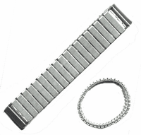Nickel Finish 3 Row Expandable Watch Band with Loop, 5/8" wide