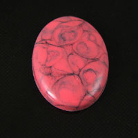 18x13mm Red Coral Acrylic Cabochon Flat Back, pk/12