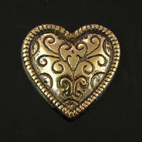 37x37mm Antique Gold Concho Heart Flatback, ea