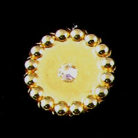 20mm Gold Round Beaded Vintage Button, ea