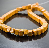 Lucite Cube Beads, Yellow Jasper Color, Strand