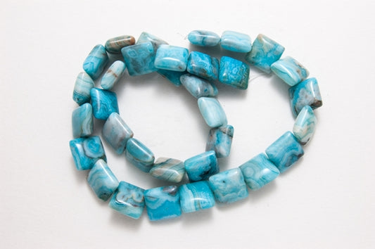 12x12mm Square Turquoise Blue Stone Bead, 16" per strand
