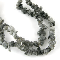 8x9mm Black Venus Hair(Rutilated) Quartz Chips Beads, 36 inch Strand