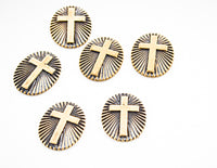 10mm Antique Gold Finish Cross Charm, pack of 6