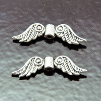 23x7mm Angel Wing Beads, Silver, pk/10