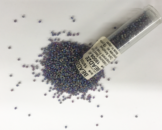 Japanese Glass Matsuno 11/0 Seed Bead, Transparent Frost AB Dark Amethyst, Approx. 2569 beads