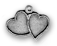 16x13mm Classic Silver Finish DOUBLE HEART CHARM, pack of 6