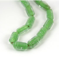 15x8mm Faceted Tube Bead, Clear/Green, 12in strand
