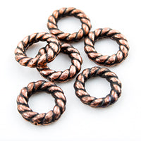 13mm Rope Ring Connector, Antique Copper, pack of 6