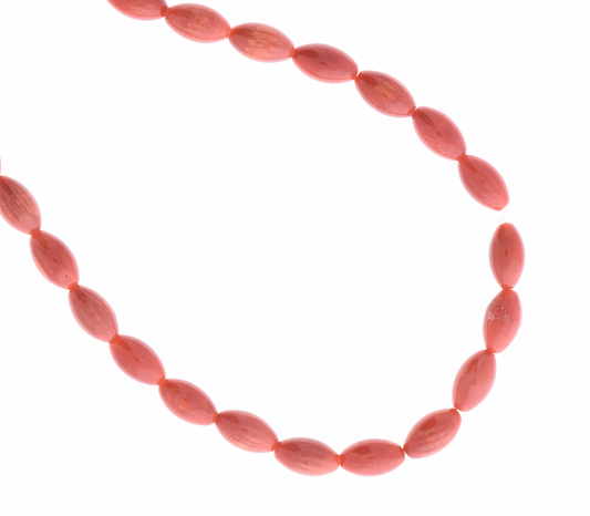 4x6mm Coral Oval Rice Beads , 16in strand
