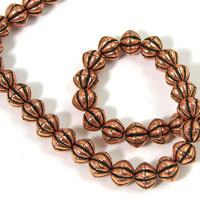 6x7mm Antiqued Copper Melon Bead, 12in strand