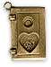 Heart Book Charm, Made in USA, Antique Gold, Pack of 6