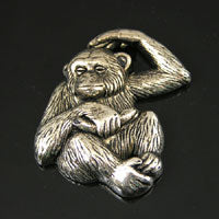 45x34mm Monkey Flat Back, Antiqued Silver, pk/6
