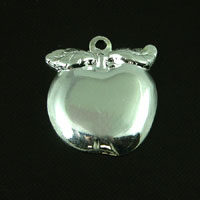 20x21mm Apple Charm, Bright Silver Metal Stamping, pk/6