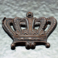 24x17mm Crown Charm, Vintage Rustic Brass, PK/6
