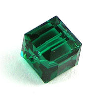 Swarovski Crystal 6mm Square Beads, Emerald Green, pack of 2