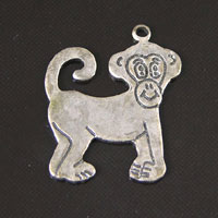 21mm Monkey Charm, Vintage Silver, 6 pack