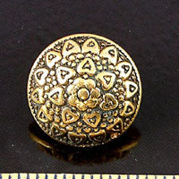 20mm Antique Gold Round Baroque Button, ea