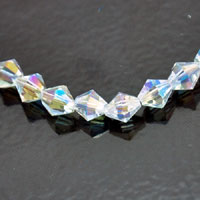 6mm Clear AB Faceted Bicone Fire-n-Ice Crystal Beads, 16" strand