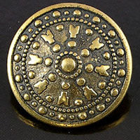 29mm Round Vintage Button, Antiqued Gold, ea