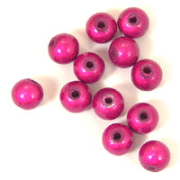 6mm Fucshia Lucite Round Moon Beads, 12in strand