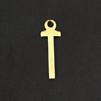 15x6mm T Letter Charm, Vintage Brass Metal Stamping, pk/6