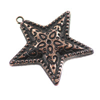22mm , Ant. Copper Western Tooled Star Charm, pk/6