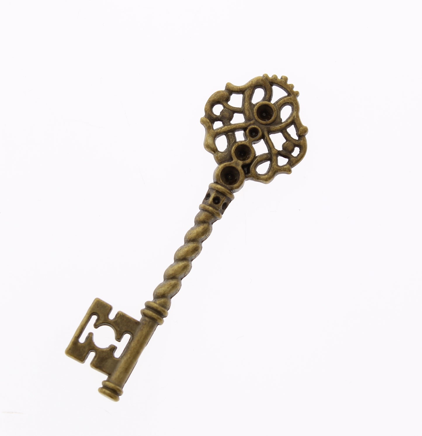 68mm, New Victorian Steampunk Skeleton Key Charm Pendant, Vintage Brass, pkg/6