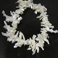 6x25mm Baroque White Mother of Pearl Beads, strand
